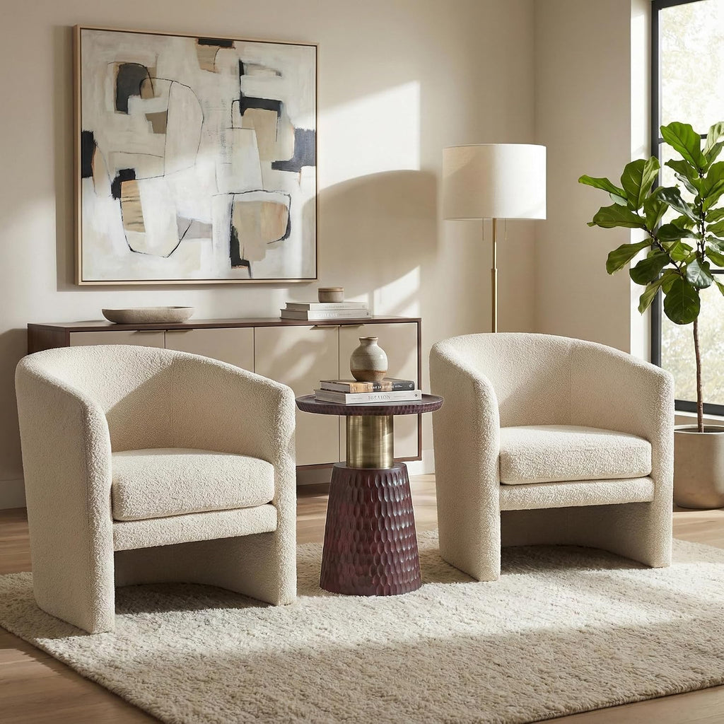 SIMPLIHOME Breanna End Table - 16 inch Wide Solid Mango Wood and Metal Round Accent Table with Textured Base in Walnut Brown and Antique Gold, Contemporary Nightstand for Living Room or Bedroom