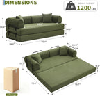 GarveeHome 79" Convertible Sleeper Sofa Bed Couch, 4-in-1 Boneless Corduroy Folding Sofa Bed with Pillow & Fixed-Shape, Floor Mattress Couch Loveseat for Living Room Apartments - No Assembly, Green