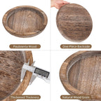 Hanobe Candle Plate Holder Tray: Round Wood Decorative Candle Plate - Rustic Farmhouse CoffeeTable Decor - Tealight Pillar Trays for Home Decor (Distressed)