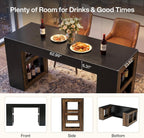 Tribesigns 63" Bar Table, Rectangular Counter Height Pub Table with Storage Shelves, Industrial Home Bar Units for Dining Room, Kitchen, Bistro, Restaurant, Black & Brown
