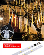 Flacchi Warm White 20 Tubes 480 LED Raindrop Meteor Shower Icicle Lights with Timer Function Cascading Falling Rain Lights for Holiday Party Christmas Decorations