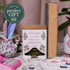 Steel Mill & Co Ceramic Tea Bag Dispenser with Bamboo Lid, Tea Storage Container for Kitchen Counter, Organizer for Tea Bags, Cute Bookish Gift for Tea Lovers (Jane Austen Quote)