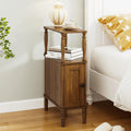 Veegle Narrow Nightstand,Mid-Century Modern Nightstand with Storage, Skinny End Side Table for Bedroom and Living Room(Walnut Brown)