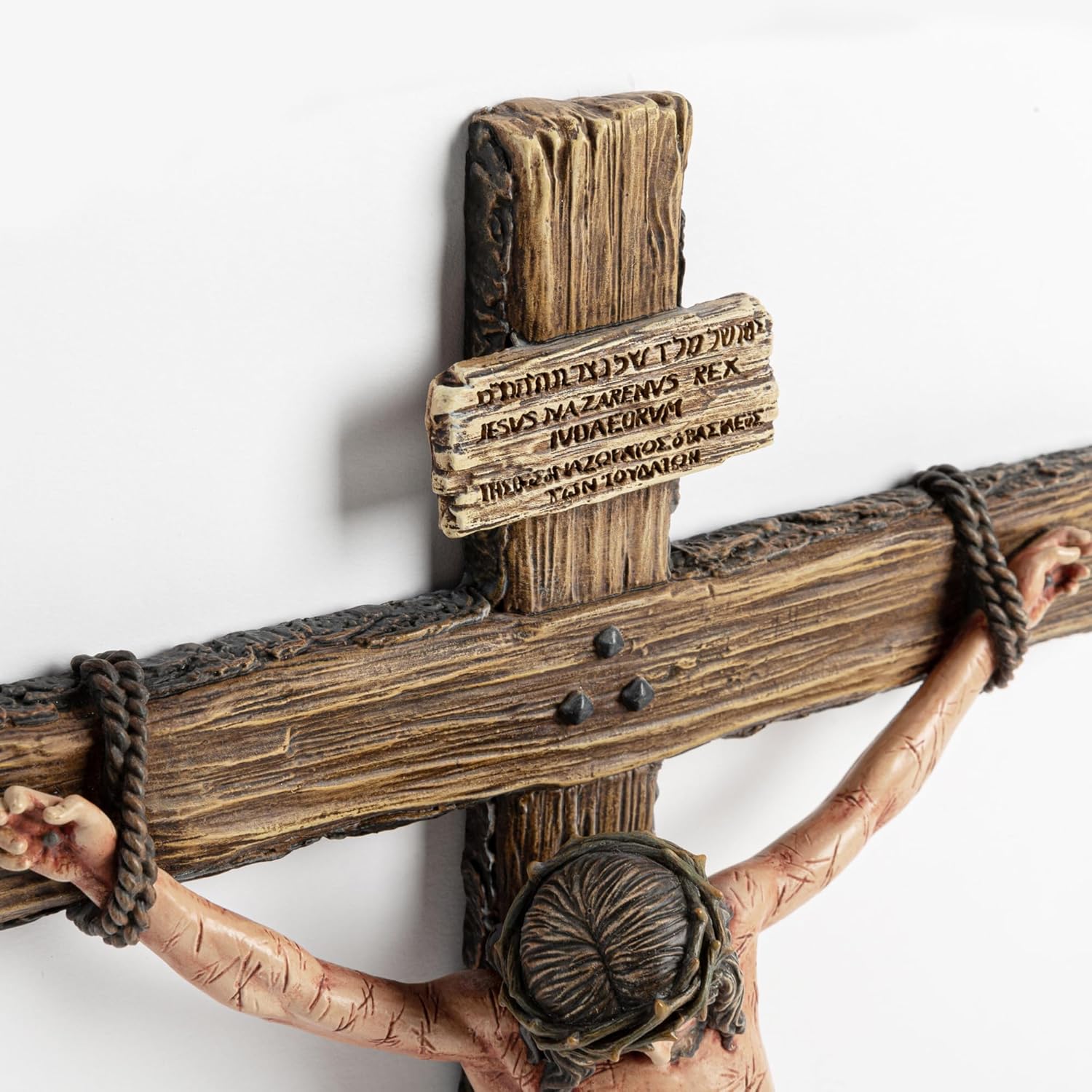 DevotedWalls 14" H Catholic Realistic Crucifix for Wall,Hand Painted Jesus Christ Wall Cross,Bloody Jesus on Crucifix,Realistic Jesús Chirst Cross for Church,Chapels and Home(Hand Painted in Full Color)