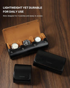 Premium Watch Travel Case, Odor-Free PU Leather Watch Roll for 1/2/3 Watches Protective Storage with Gift Box, Ideal for Men's Gifts & Business Travel, Coffee