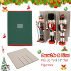 Christmas Nutcracker and Figurine Storage Box, Keeps 9 16" Tall Holiday Nutcrackers, Figurines, and More -Xmas Decor Collectible Organizer with Adjustable Dividers, 600D Oxford Fabric Tear-Proof