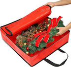 HOMEST Christmas Wreath Storage Container, Wreath Bag, Durable Material, Zipper, Extra Securing Straps, Reinforced Handles, Dust, Pest Protection, 24" Premium Wreath Storage Organizer Box