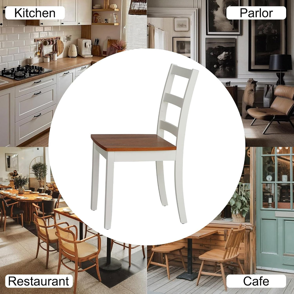 Comfy to go Wooden Dining Room Chairs Set of 2, Mid-Century Modern Farmhouse Kitchen Chair, Cutout High Back Side Chairs, Armless Decorative Chair for Living Room Bedroom Dining Room, White