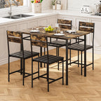 Kitchen Table Chairs Set of 4, 5-Piece Modern Dining Table Set | Kitchen Table and Chairs for Small Space with Upholstered Padded Chairs, Apartment, Rustic Brown