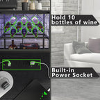 ZOPEND Wine Cabinet Coffee Table with Power Socket and LED Light, Three Tiers Coffee Bar Table Wine Rack Liqour Bar with Large Storage for Home Kitchen (Black)