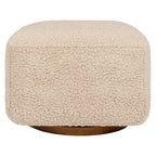 Babyletto Kiwi Gliding Ottoman in Chai Shearling with Dark Wood Base, Greenguard Gold and CertiPUR-US Certified