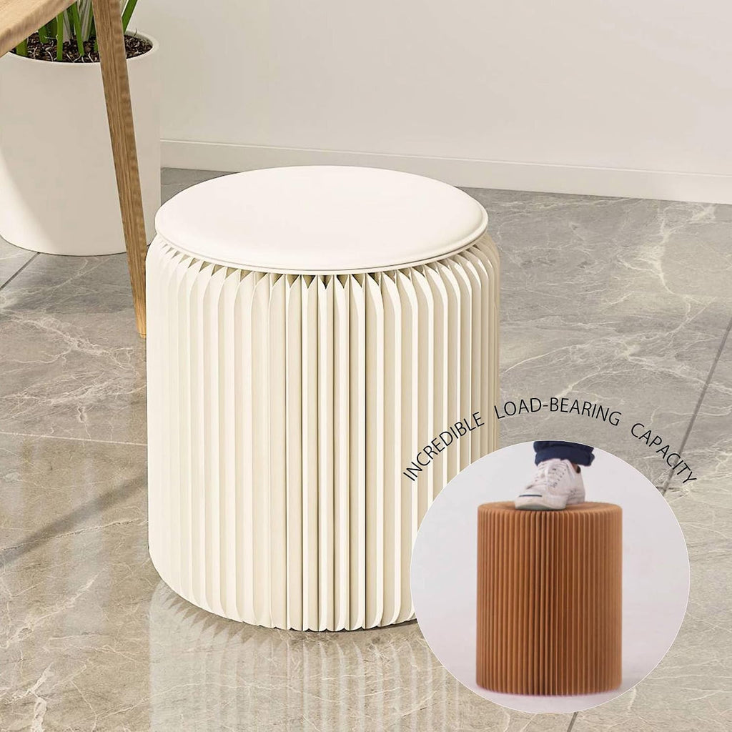 Folding Paper Stool, Heavy Duty 660 lb Load Capacity, Foldable Honeycomb Design Eco-Friendly Kraft Paper, Modern Minimalist Brown Seat for Living Room Home Office Camping (Blue, H38-D36)