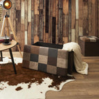 HOME DECO FACTORY, HD7666, Patchwork PU M2, Bistro Indus Furniture, Folding Chest and Bench, 76x38x38cm, Seat Height 38cm, Brown