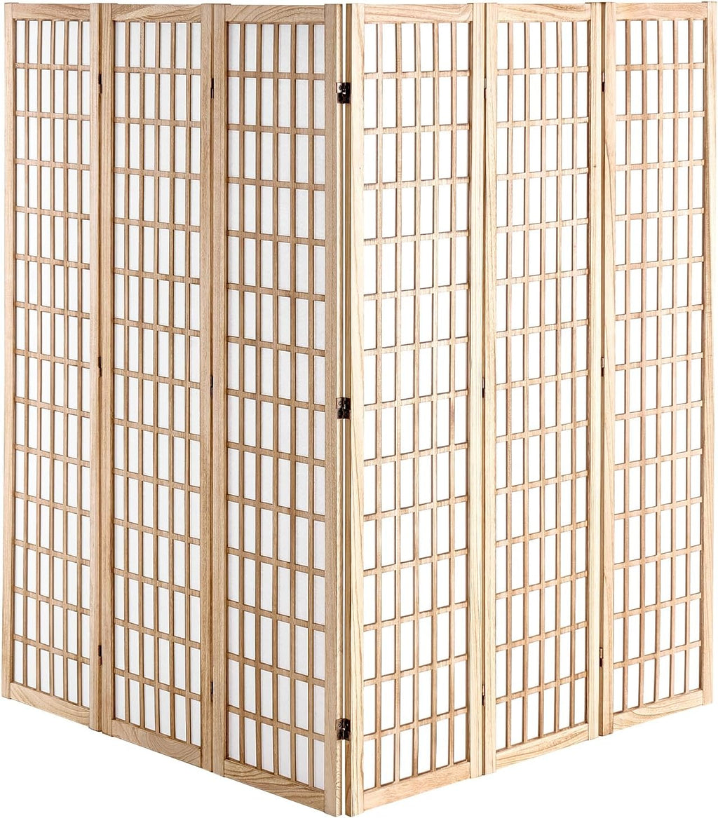VEVOR Room Divider, 6 Panel Japanese Room Divider, Wood Folding Privacy Screen Indoor, Partition Dividers Portable Decoration Screens, for Room Separation Home Office Restaurant & Bedroom(Natural)