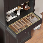 Apicizon 71’’ Tall Kitchen Pantry Storage Cabinet, Modern Kitchen Hutch Bar Cabinet with Microwave Stand & 3 Adjustable Shelves, Cupboard with Deep Drawer, Wood Buffet Sideboard for Dining Room, Black