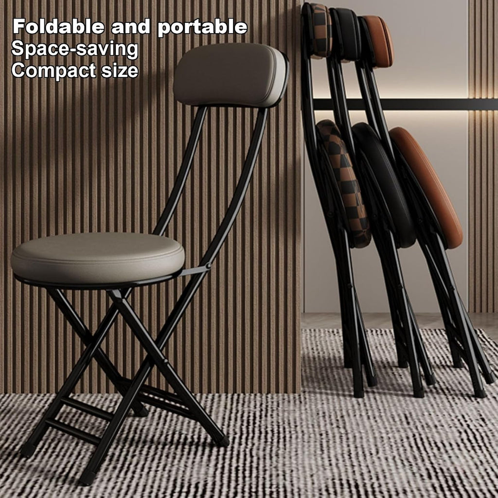 JSWHYBD Cushioned Padded Folding Stools Portable Folding Chair for Home Use with a Comfortable Reclining Backrest Small Footprint Suitable Homes Hotels Conference Rooms(Grey+White)