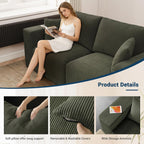 Modular Loveseat Couch Cloud Couches for Living Room - 79" Boneless Sofa - No Assembly Required, Cozy Corduroy Convertible Full Sponge Compression Sofas for House, Apartment(Green)