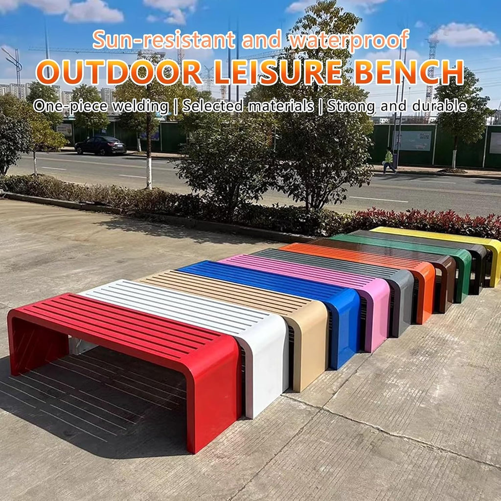 Garden Bench Outdoor Weatherproof Porch Benches Curved Backless Natural Style Oiled Finish Never Deformation or Fade fit for Porch Pool Garden Lawn Clearance(Pinks,120cm/47in)