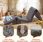 8pcs Modular Kids Couch, Toddler Play Sofa for Playroom Bedroom, Convertible Foam and Floor Cushion for Boys & Girls, Gray