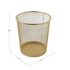 Martha Stewart Ryder Set of 2 Gold Mesh Metal Trash Cans, 4.5 Gallon Wastebaskets for Office