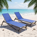 Aluminum Chaise Lounge Outdoor set of 2,Textilene Patio Lounge Chair with 6-Position Adjustable Backrest,Stackable & Easy Assembly,Lightweight for Pool,Deck,Balcony,Lawn,Light Gray,Royal Blue
