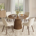 MALOL Upholstered Dining Chairs Set of 4, Modern Fabric Kitchen Chairs with Back, Wood Legs for Kitchen Dining Room Restaurant, Beige
