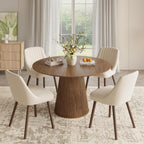 MALOL Upholstered Dining Chairs Set of 4, Modern Fabric Kitchen Chairs with Back, Wood Legs for Kitchen Dining Room Restaurant, Beige