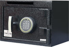 T861 Compact Depository Drop Safe With Electronic Multi-User Keypad Combination Lock with Key Backup, Black, .57 CBF Capacity