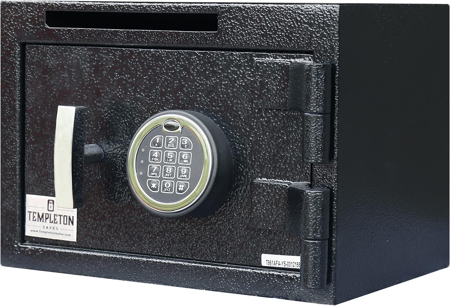 T861 Compact Depository Drop Safe With Electronic Multi-User Keypad Combination Lock with Key Backup, Black, .57 CBF Capacity
