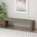 GDFStudio Farmhouse Acacia Wood Dining Bench, Light Gray Oak