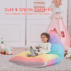 Stuffed Animal Storage Bean Bag Chair Cover for Kids Teens (No Filler) 250L Washable Large Beanbag Cover for Kids Room Organizing Plush Toys or Home Living Room Textile,Rainbow