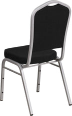 EMMA + OLIVER Crown Back Stacking Banquet Chair in Black Fabric - Silver Frame
