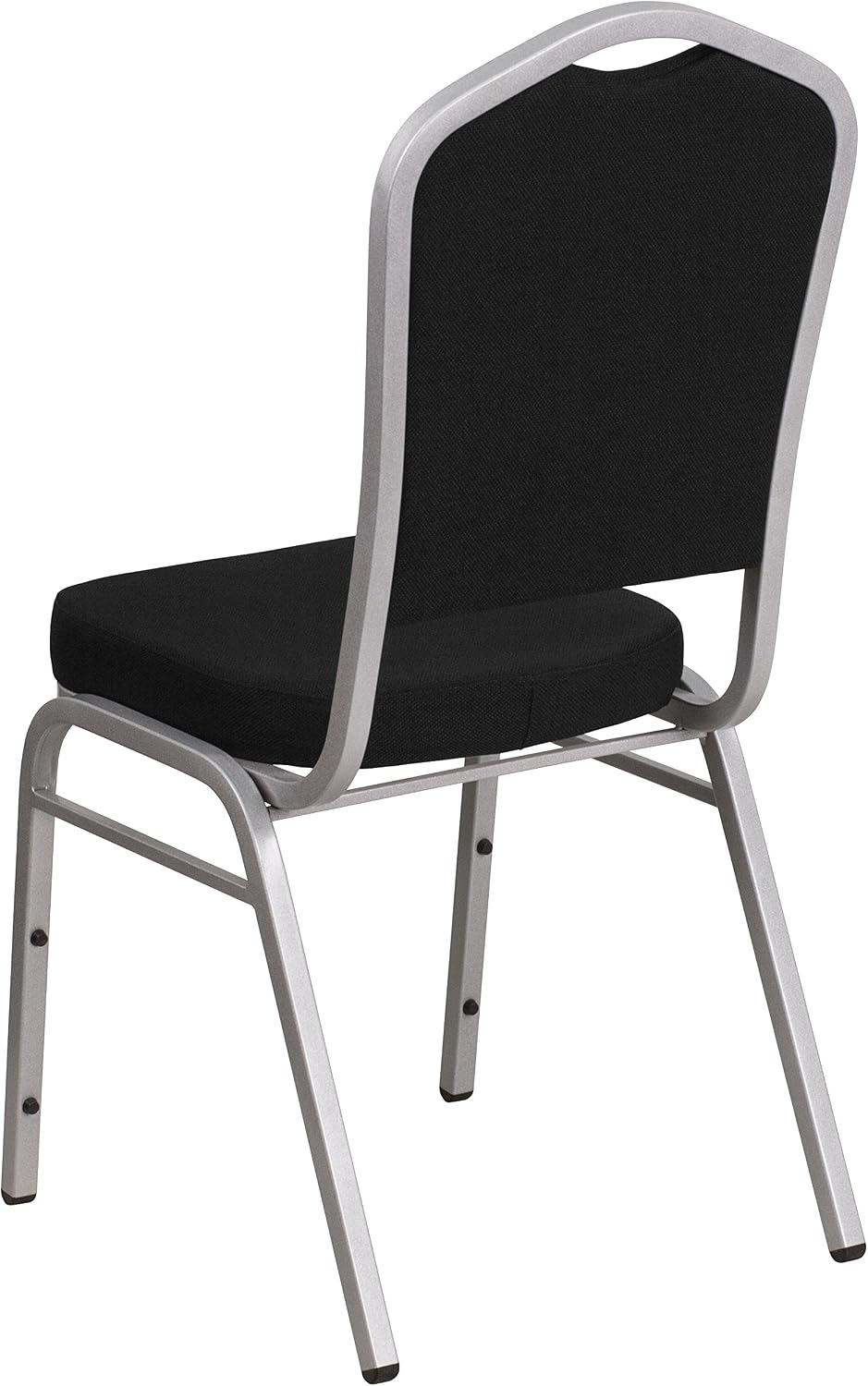 EMMA + OLIVER Crown Back Stacking Banquet Chair in Black Fabric - Silver Frame