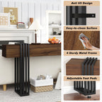 knoworld 71 Inch Long Console Table, Extra Thick Industrial Sofa Table Behind The Couch Rectangular Entryway Table for Entrance Hallway Living Room, Entire top Board & 4-Pipe Legs, Walnut