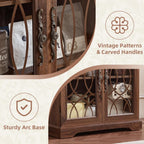 Joaxswe 67" Tall Pantry Cabinet, Wood Kitchen Pantries Cabinets with Glass Doors & Adjustable Shelves, Freestanding Vintage Cupboard with Large Storage for Dining Room, Bathroom, Brown