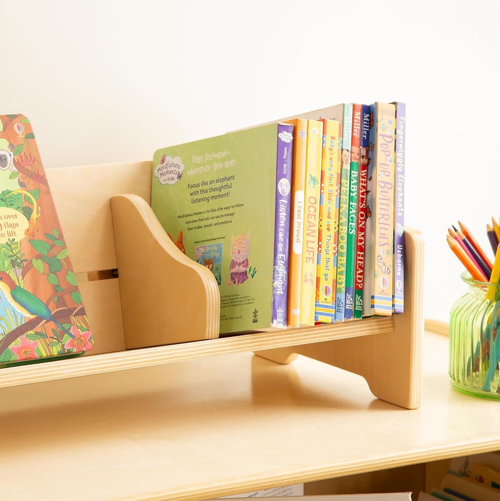Guidecraft Tabletop Book Browser - Natural, Bookshelf For Kids, Home Office and School Furniture, Book Organizer