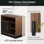 ModernMate Modern Wood Accent Storage Cabinet with Sliding Door, Adjustable Open Shelves, Floor Standing Storage Cabinet for Home Office,Tool, Arts, Craft,Supply,31”W×20”D×29”H, Black Walnut