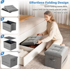Dayacoco Storage Ottoman Foot Rest Stool, Foldable Foot Rest Stool with Thicker Foam Padded Seat, 43L Small Ottoman with Storage, Holds Up to 350lbs, 17x13x13in,Drak Gray