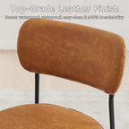 Brown Dining Chairs Set of 4 with Curved Back, Leather Dining Chairs with PU Soft Cushion Seat & Metal Legs, Comfortable Modern Chair for Kitchen, Living Room