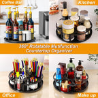 Coffee Syrup Organizer 8 Bottles, Rotating Coffee Syrup Holder with Stirrers Storage for Syrup Bottles, Cup and Lid, Wine Display, Syrup Rack Stand for Coffee Bar Organizer, Kitchen