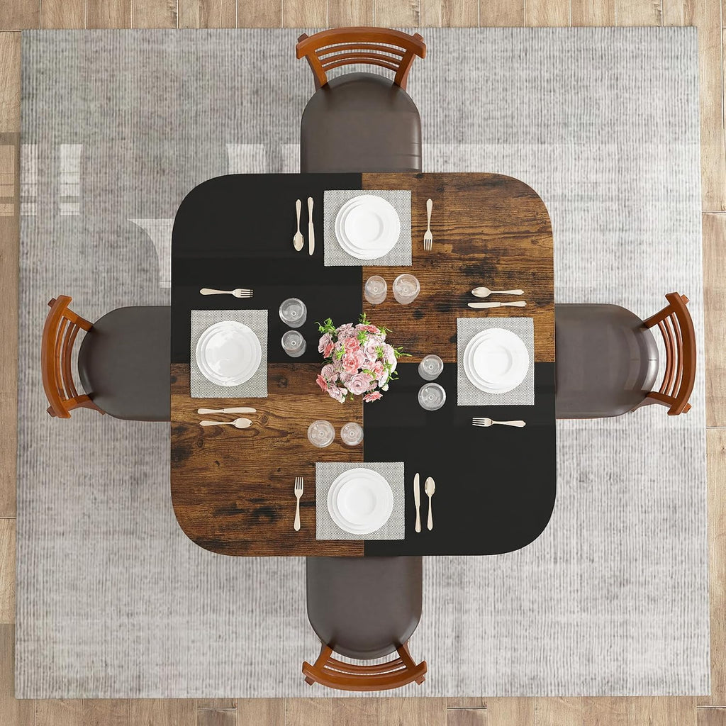 Giantex 47.5-inches Dining Table for 4, Square Kitchen Table with 2-Layer Storage Rack, Mix-Colored Tabletop, Adjustable Foot Pads, Wooden Dinner Tables for Dinette, Living Room, Restaurant