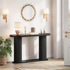 Garvee Fluted Console Table, 42.5 Inch Narrow Wood Entryway Table with Storage Shelf, Sofa Table Behind the Couch, for Hallway, Living Room, Foyer, Entrance, Black