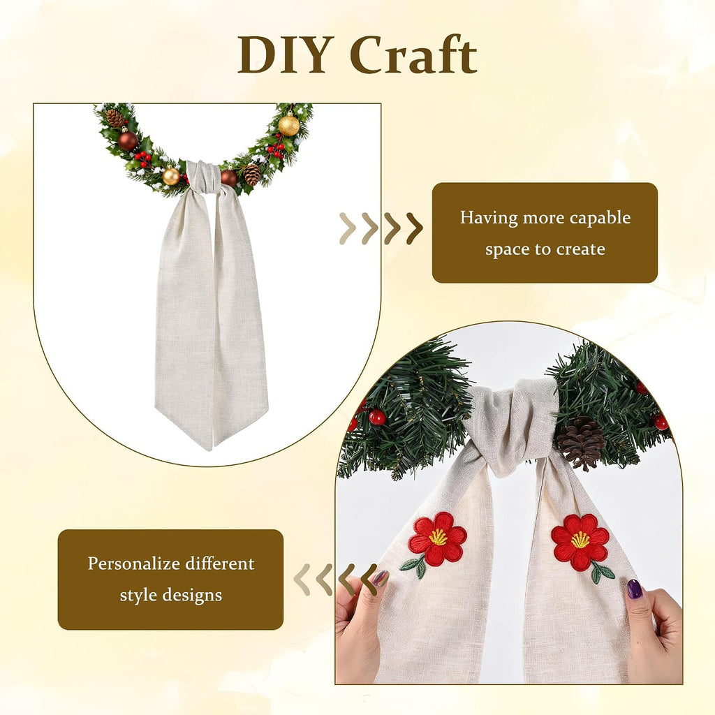 2 Pieces Wreath Sash for Front Door Natural Burlap Sash Wreath Accessories for Wedding Party Holiday Christmas Halloween Yard Outdoor Decoration