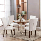 COLAMY Upholstered Dining Chairs Set of 2, Parsons Style Side Chairs with Nailhead Trim and Solid Wood Legs, Comfortable Linen Fabric for Kitchen & Dining Room – Beige