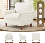 Mid Century Modern Accent Chair,Chenille Comfy Living Room Arm Chairs,Bedroom Reading Chair with Widen Arm Rest,Cozy Single Sofa Corner Side Chair,Easy Assembly Required,Beige