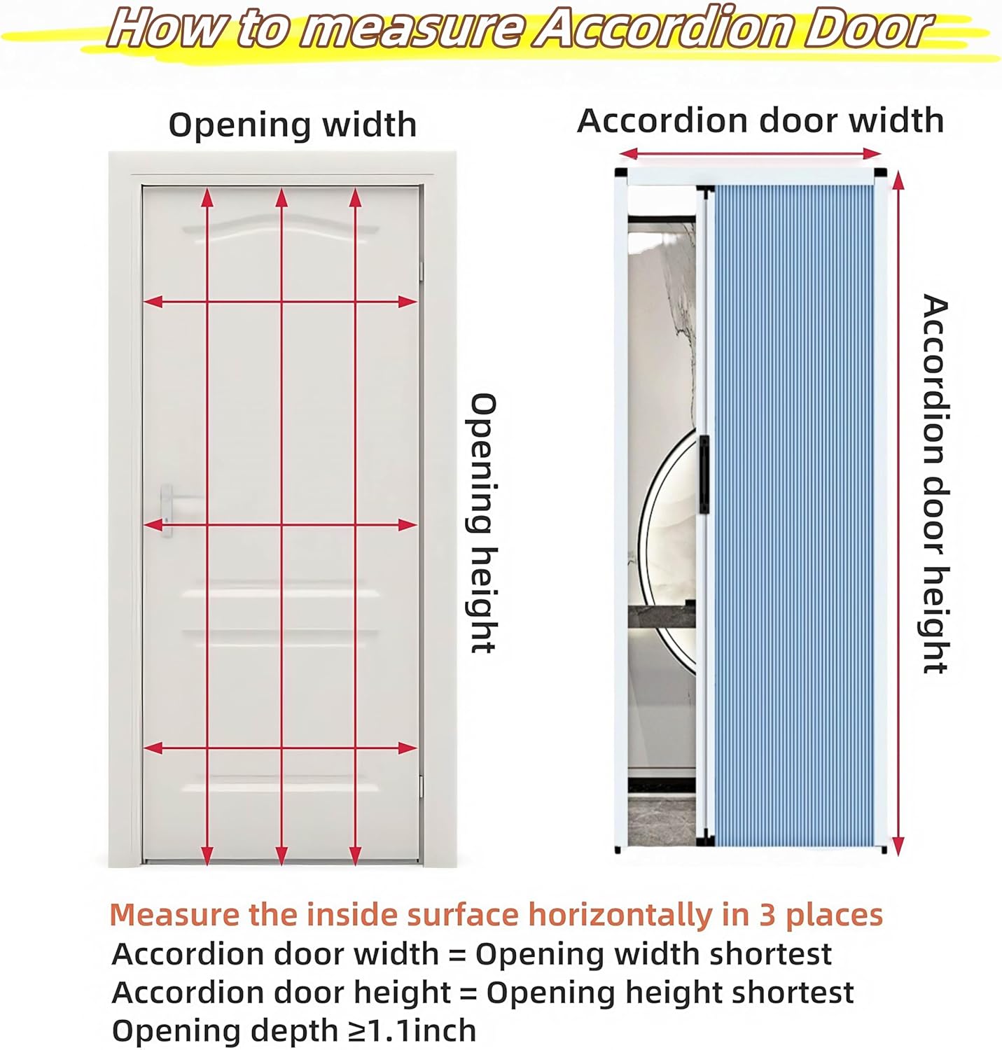 No-Drilling Sliding Folding Door,Interior Accordian Door with Aluminum Frame and Cellular Fabric,Room Divider for Closet RV Patio Shower Door Suitable，Customize Size (Blackout White)