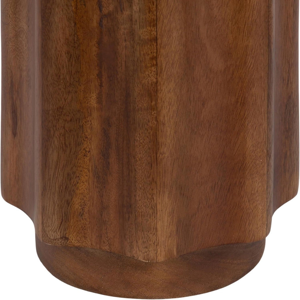 Kate and Laurel Pandey Modern Mango Wood Wavy Drink Table, 9 x 9 x 22, Walnut Brown, Curvy Mini Table for Use as a Pedestal Plant Stand Indoors or as a Small Nightstand Option
