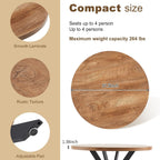 NORDICANA 3 Piece Dining Table and Chair Set, 37-Inch Engineered Wood Round Table Set with Black Fuzzy Sherpa Armchairs, Metal Leg for Small Spaces