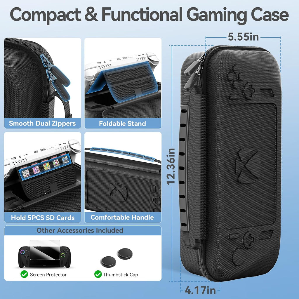 LVVIL Hard Shell Carrying Case for ASUS ROG Xbox Ally/X (2025), Protective Travel Bag Fit ROG Game Console and Adapter with Screen Protector & Thumbstick Cap, for Electronics Cases
