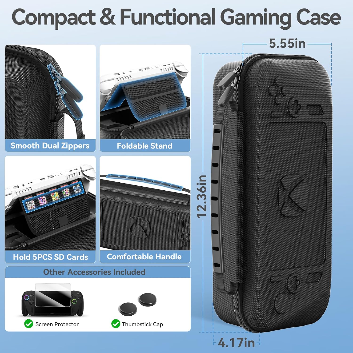 LVVIL Hard Shell Carrying Case for ASUS ROG Xbox Ally/X (2025), Protective Travel Bag Fit ROG Game Console and Adapter with Screen Protector & Thumbstick Cap, for Electronics Cases